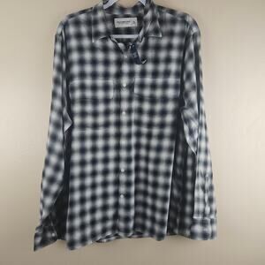 Abercrombie & Fitch Black & White Plaid Button Down Top Super Soft Size XL